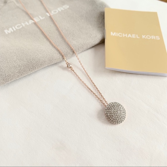 NWT MK rose Gold Tone crystal disc pendant - Picture 3 of 5